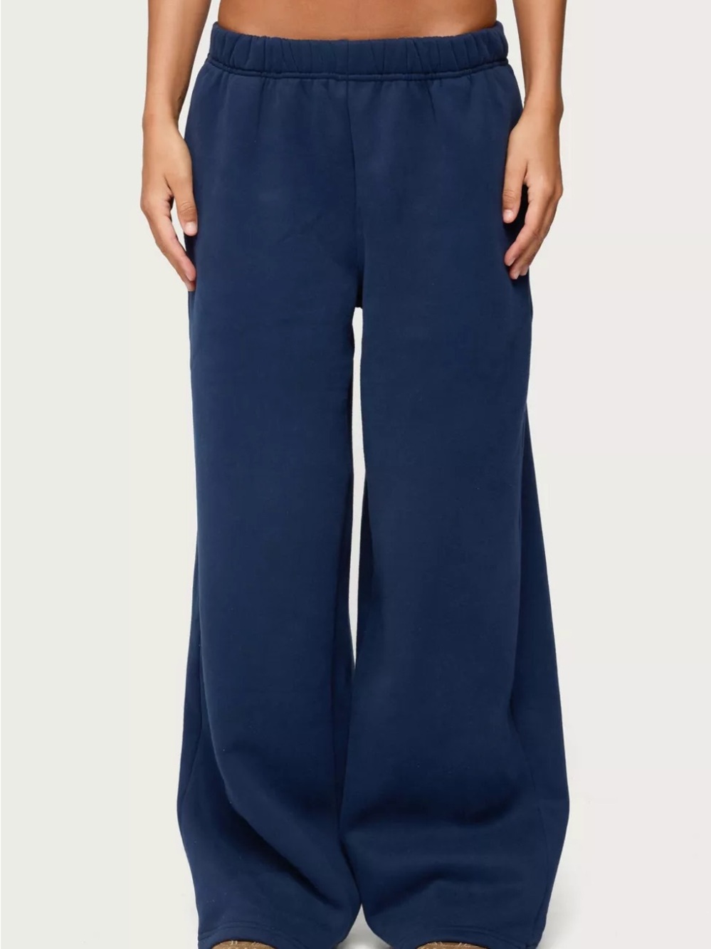 Edikted Wide-Leg “Senior” Sweatpants in Navy